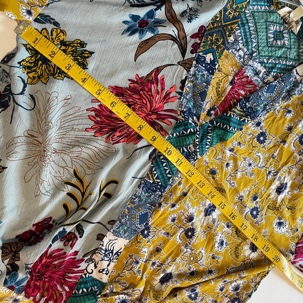 Umgee Patchwork Top Small Multicolor Boho - image 7